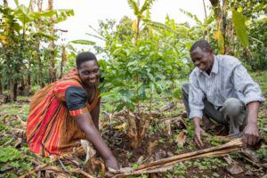 Coffee farmer Anna Cheptoek Chemutai and her husband Alfred