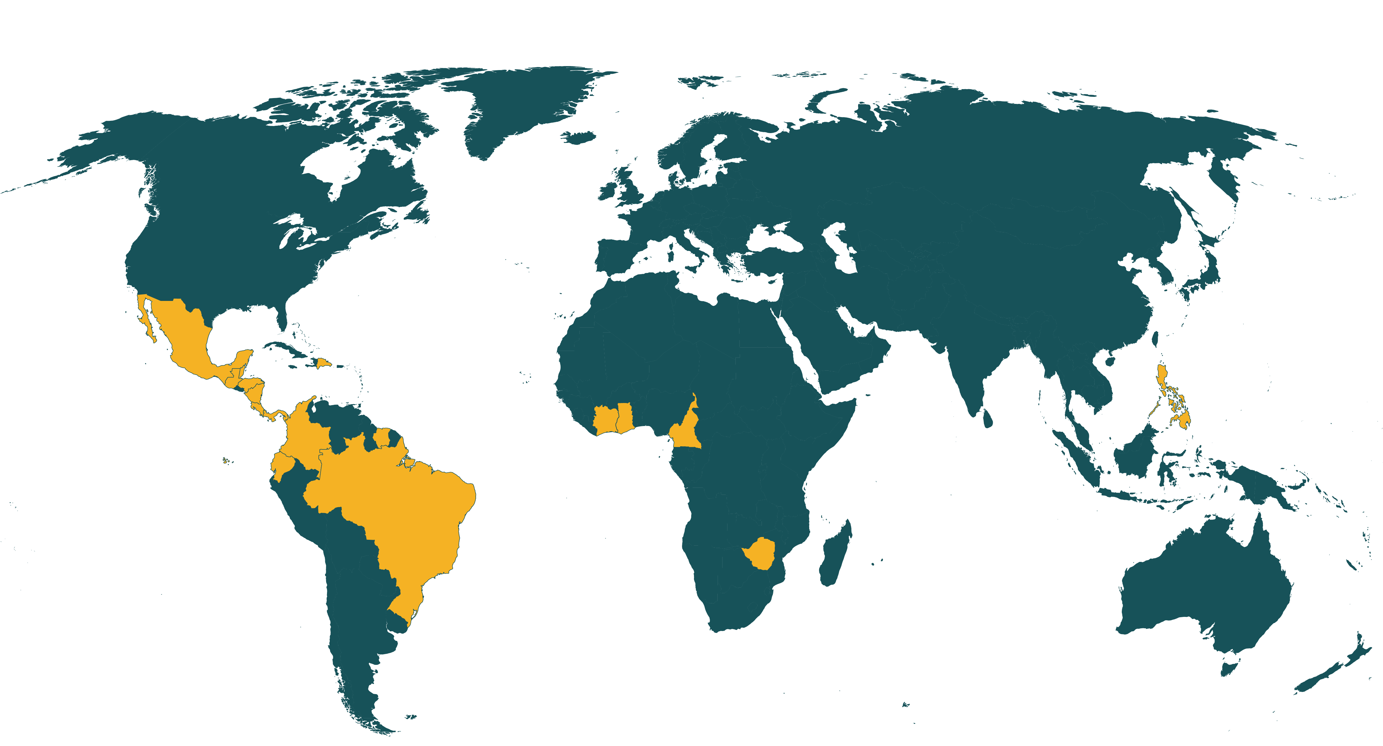 Map of current Rainforest Alliance certified bananas farms