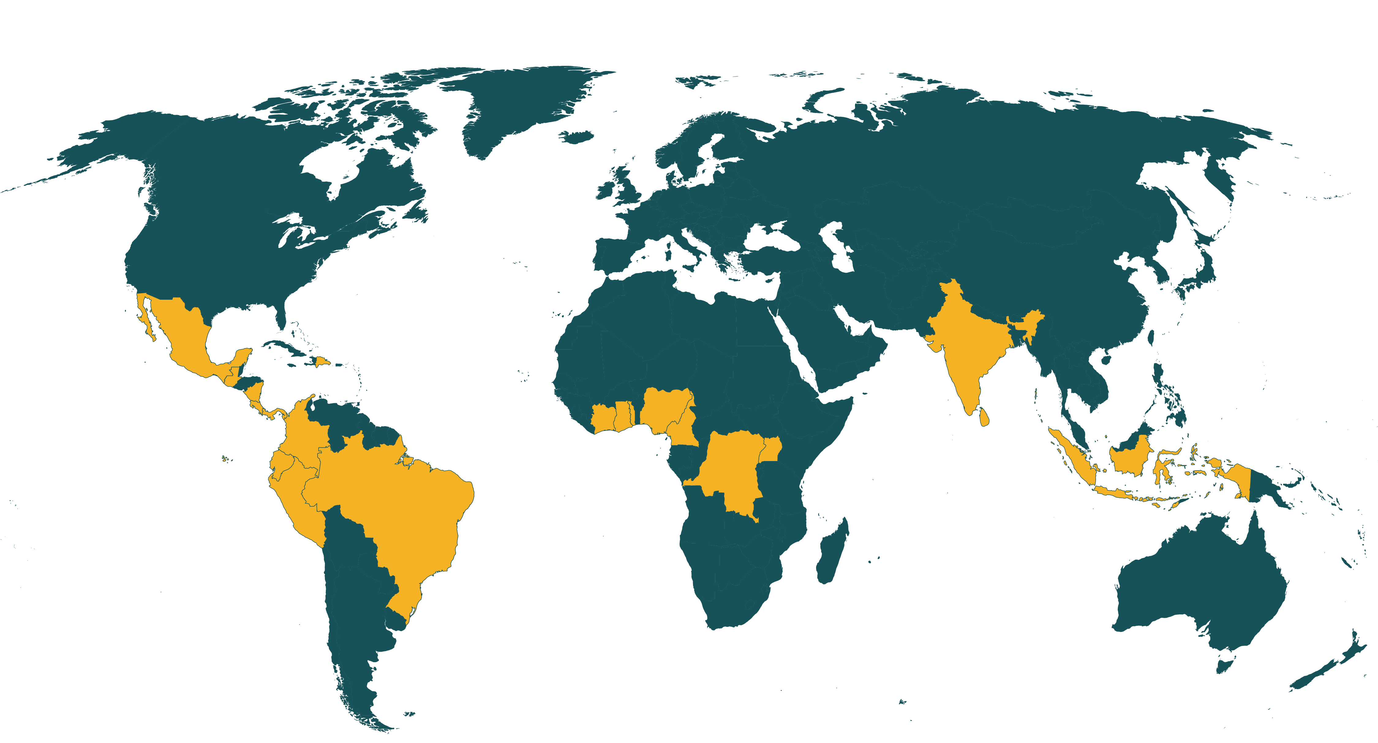 Map of current Rainforest Alliance certified cocoa farms