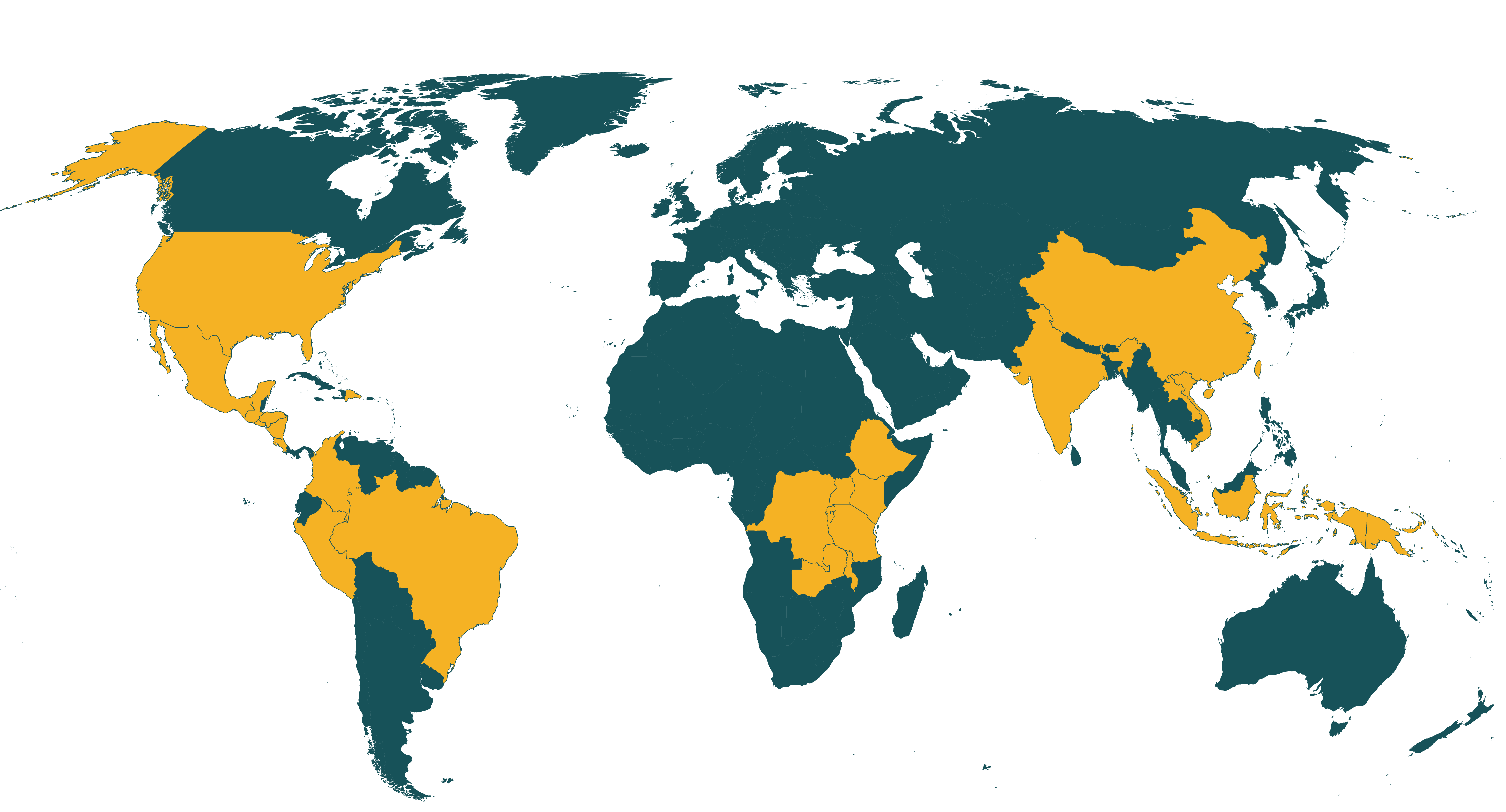 Map of current Rainforest Alliance certified coffee farms