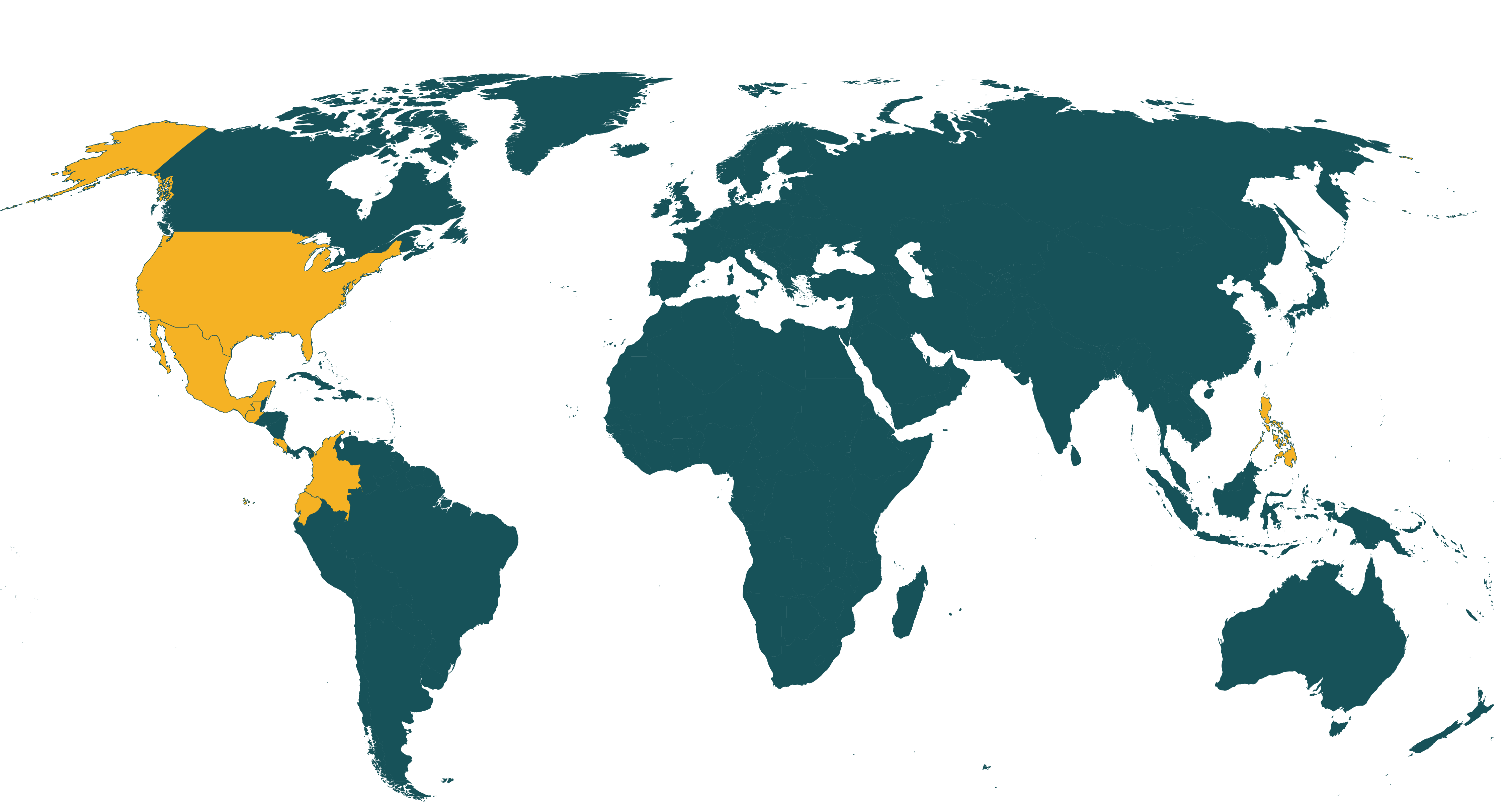 Map of current Rainforest Alliance certified flowers & plants farms