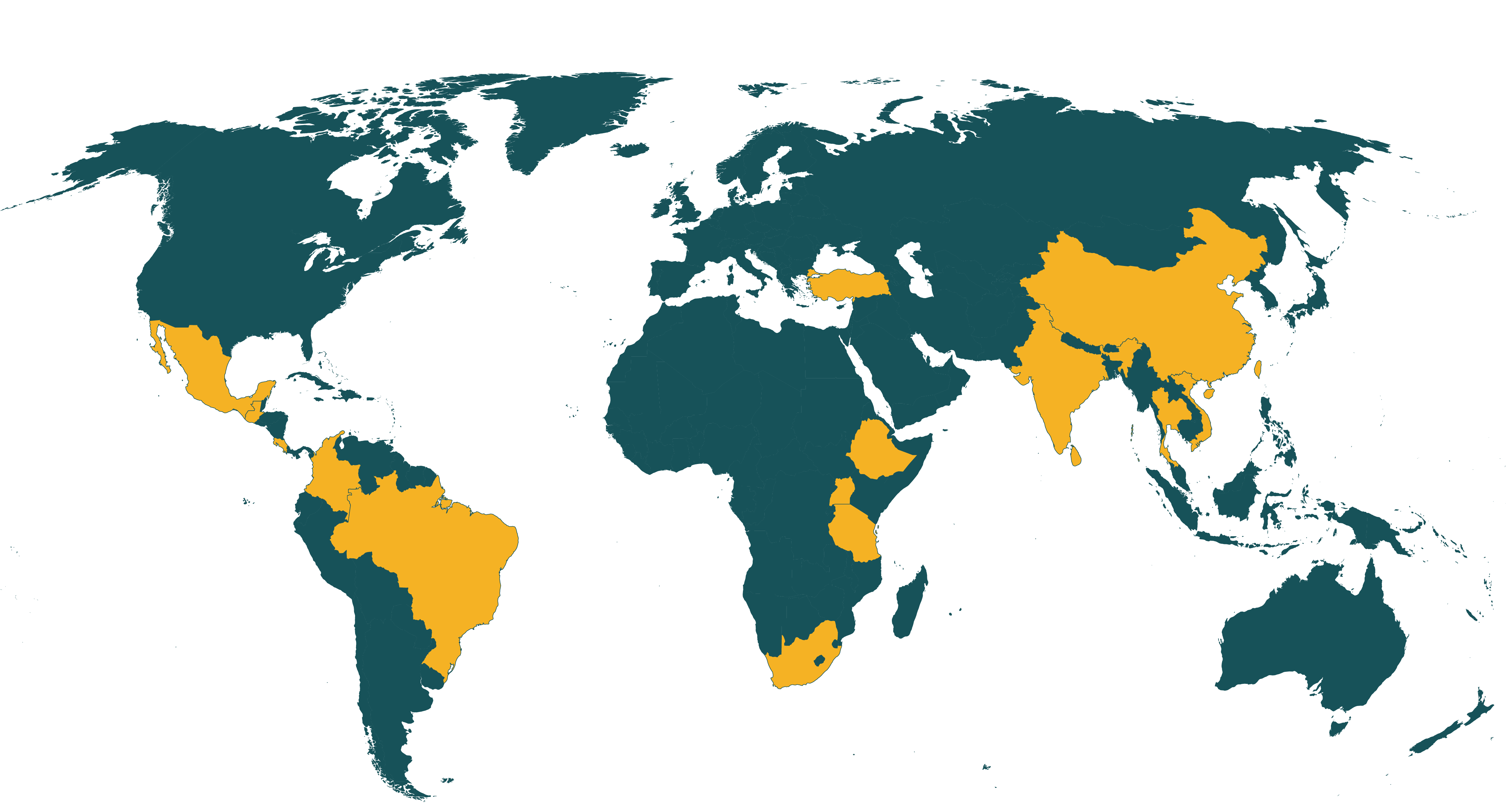 Map of current Rainforest Alliance certified herbs & spices farms