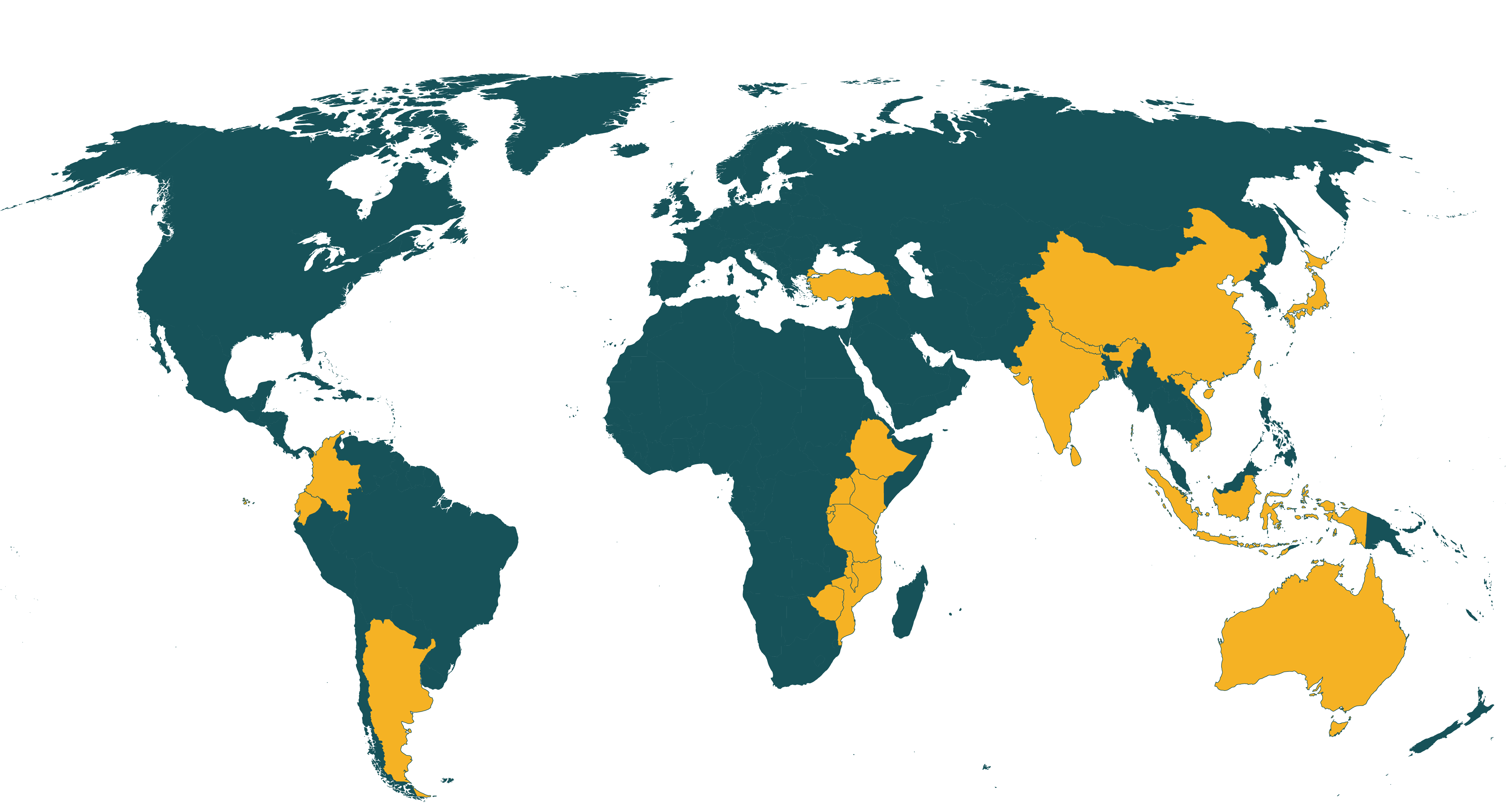 Map of current Rainforest Alliance certified tea farms